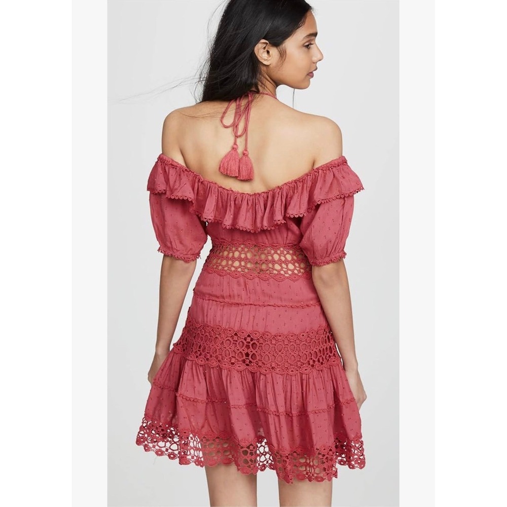 Free People Cruel Intentions Mini Dress Raspberry Peasant Ruffle Boho Womens 4 - Picture 2 of 8